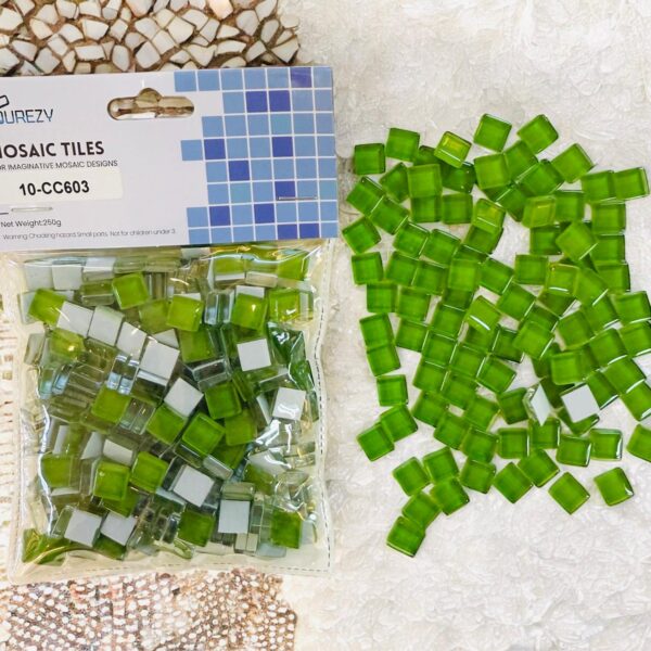 Mosaic Tiles for DIY Art Crafts Crystal Glass Square -Green