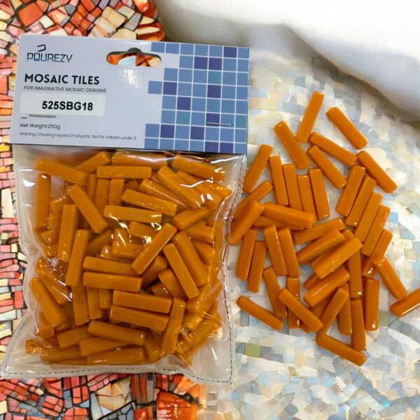 Mosaic Tiles for DIY Art Projects Sweetee Glass Rectangle Glossy -Tangerine