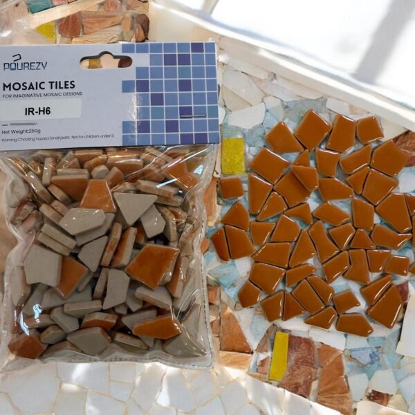 Mosaic Tiles for DIY Art Projects Ceramic Irregular Shape -Orange