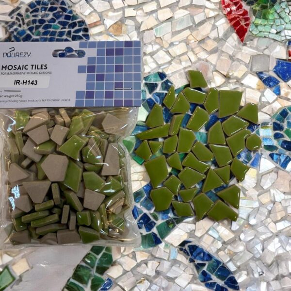 Mosaic Tiles for DIY Art Projects Ceramic Irregular Shape -Green