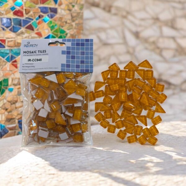 Mosaic Tiles for DIY Art Projects Crystal Glass multi-size: Triangle ,Rectangle ,Square Glossy -Orange