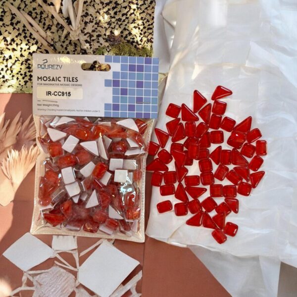 Mosaic Tiles for DIY Projects Crystal Glass Multi size Triangle ,Rectangle , Square-Red