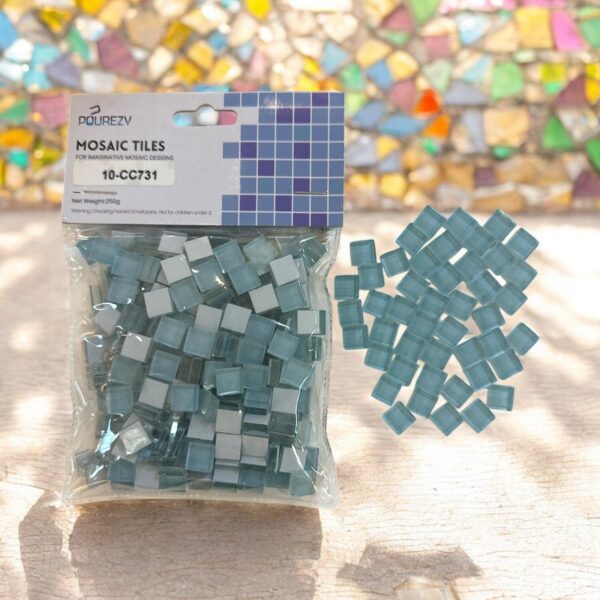 Mosaic Tiles for DIY Projects Crystal Glass Square -Light Teal