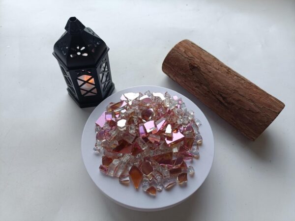 Reflective Fire pit Glass for Resin Epoxy Geode Art Metallic, Shiny, Bright, for DIY Art and Craft Projects- Pink