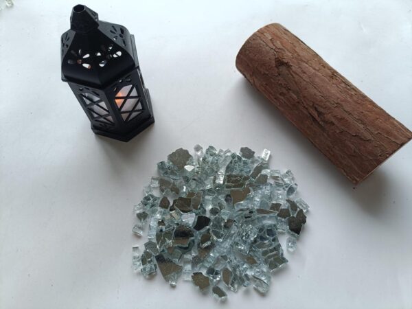 Reflective Fire pit Glass for Resin Epoxy Geode Art Metallic, Shiny, Bright, for DIY Art and Craft Projects- Crystal