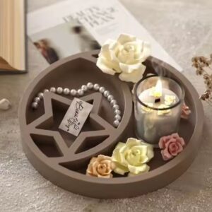 Moon Star Resin Serving Tray Molds Ramadan Concrete Jewelry Storage Plate Dish Trinket Container Silicone Molds for DIY